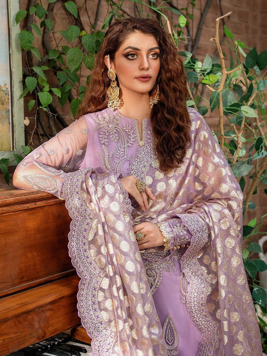Akbar Aslam Mastani Embroidered Net 3Pc Suit - RANIYA - Riwayat-e-khas