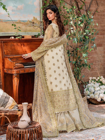 Akbar Aslam Mastani Embroidered Net 3Pc Suit - MEHRUNISA - Riwayat-e-khas