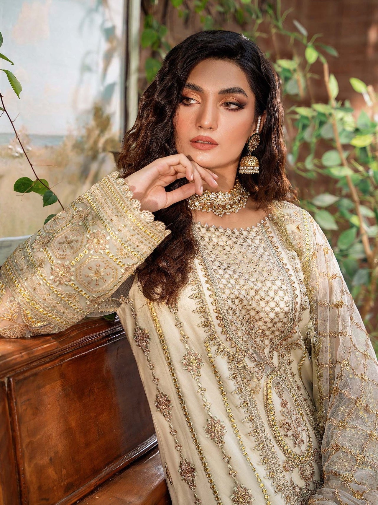 Akbar Aslam Mastani Embroidered Net 3Pc Suit - MEHRUNISA - Riwayat-e-khas
