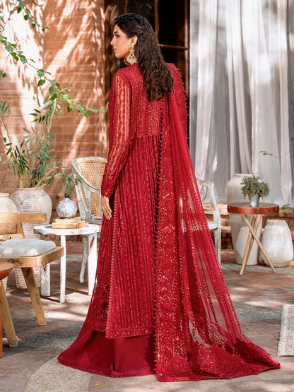 Akbar Aslam Mastani Embroidered Net 3Pc Suit - GUL MOHR - Riwayat-e-khas