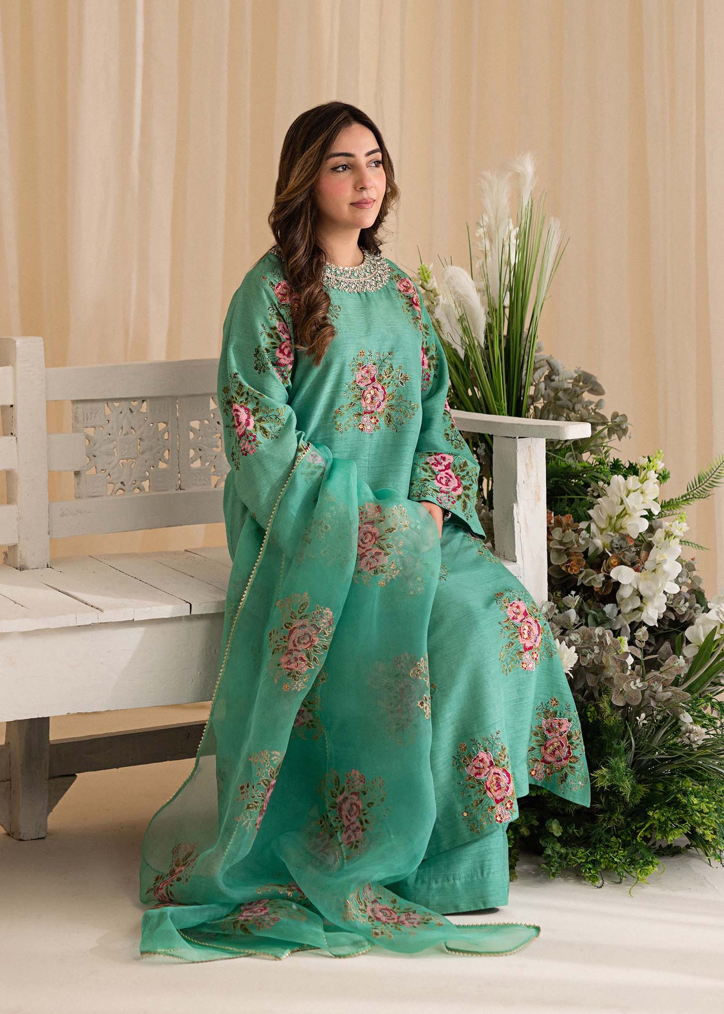 Sadaf Fawad Khan | Lyla Festive Pret | Dorothy Turquoise - House Of Anaya