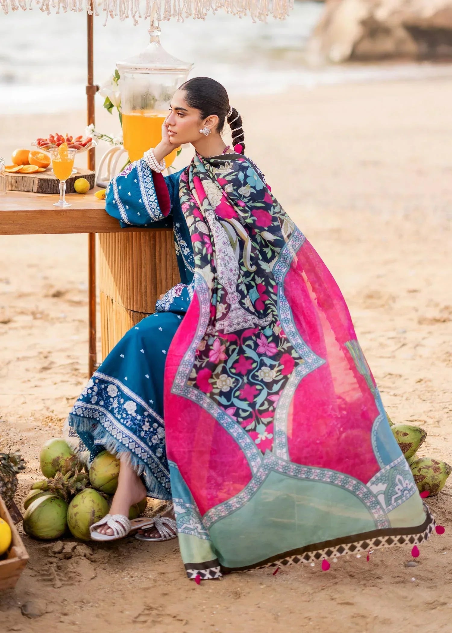 Sadaf Fawad Khan | Siraa Luxury Lawn 24| Eira (B) - House Of Anaya