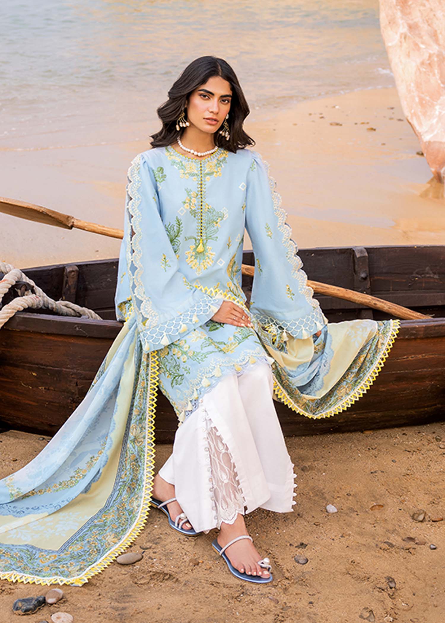 Sadaf Fawad Khan | Siraa Luxury Lawn 24| Amani (B) - House Of Anaya