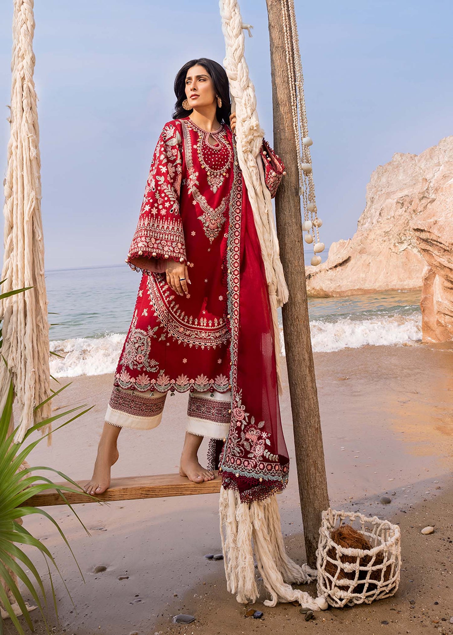 Sadaf Fawad Khan | Siraa Luxury Lawn 24| Calah (A) - House Of Anaya