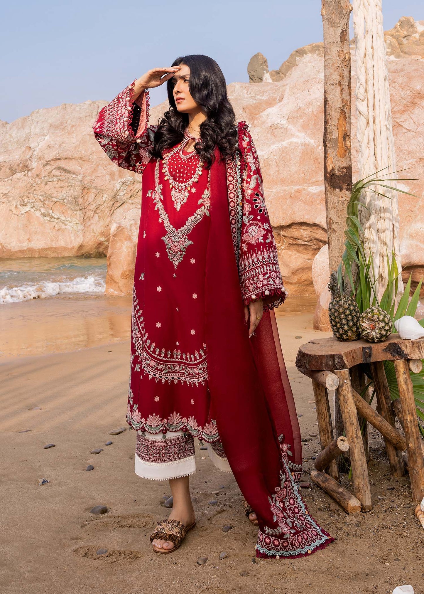 Sadaf Fawad Khan | Siraa Luxury Lawn 24| Calah (A) - House Of Anaya