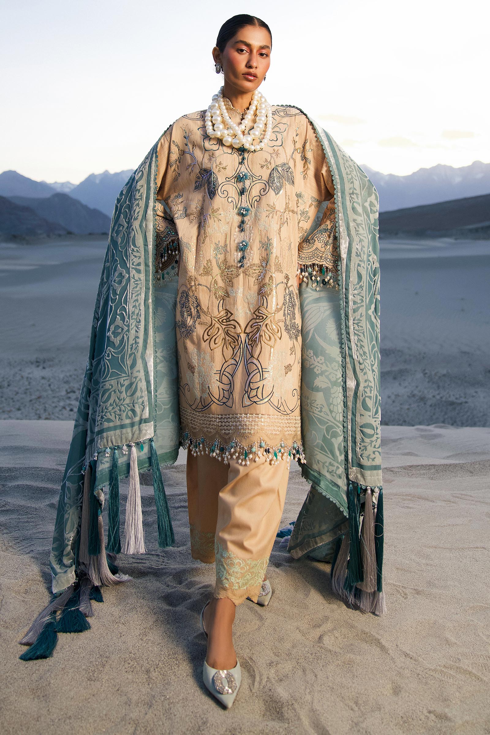 Sana Safinaz | Winter Shawl 24 | S241-005B-3CP - House Of Anaya
