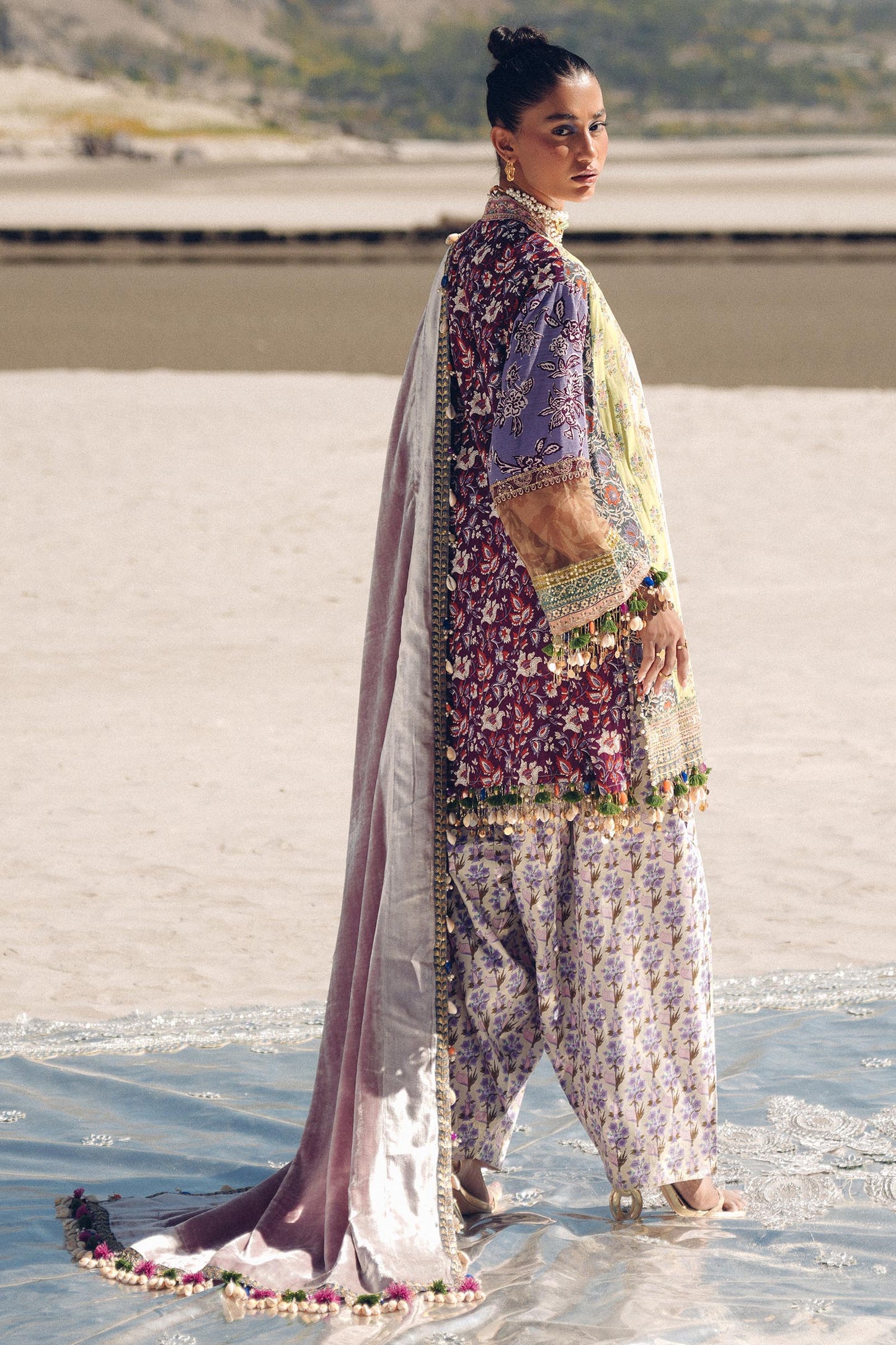 Sana Safinaz | Winter Shawl 24 | Velvet S241-006B-3CP - House Of Anaya