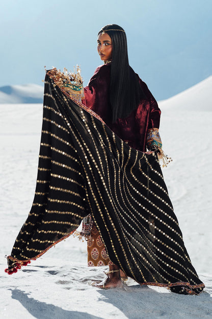 Sana Safinaz | Winter Shawl 24 | Velvet V241-002-3CP - House Of Anaya