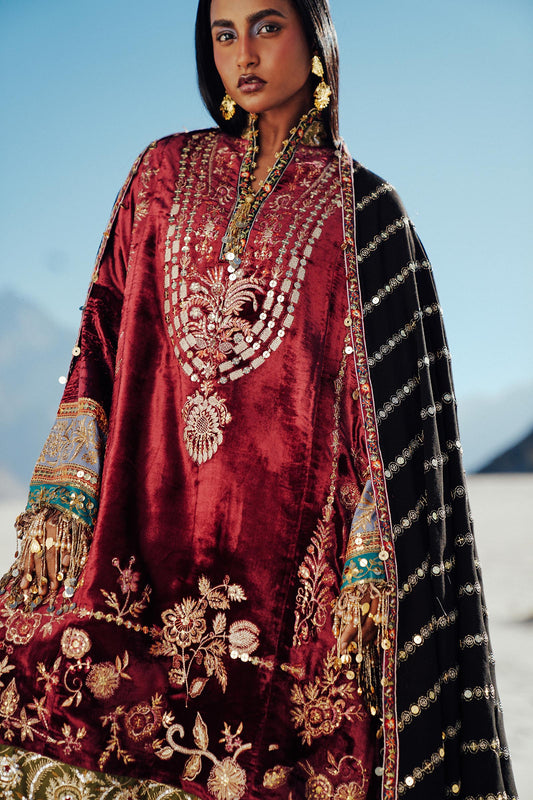 Sana Safinaz | Winter Shawl 24 | Velvet V241-002-3CP - House Of Anaya