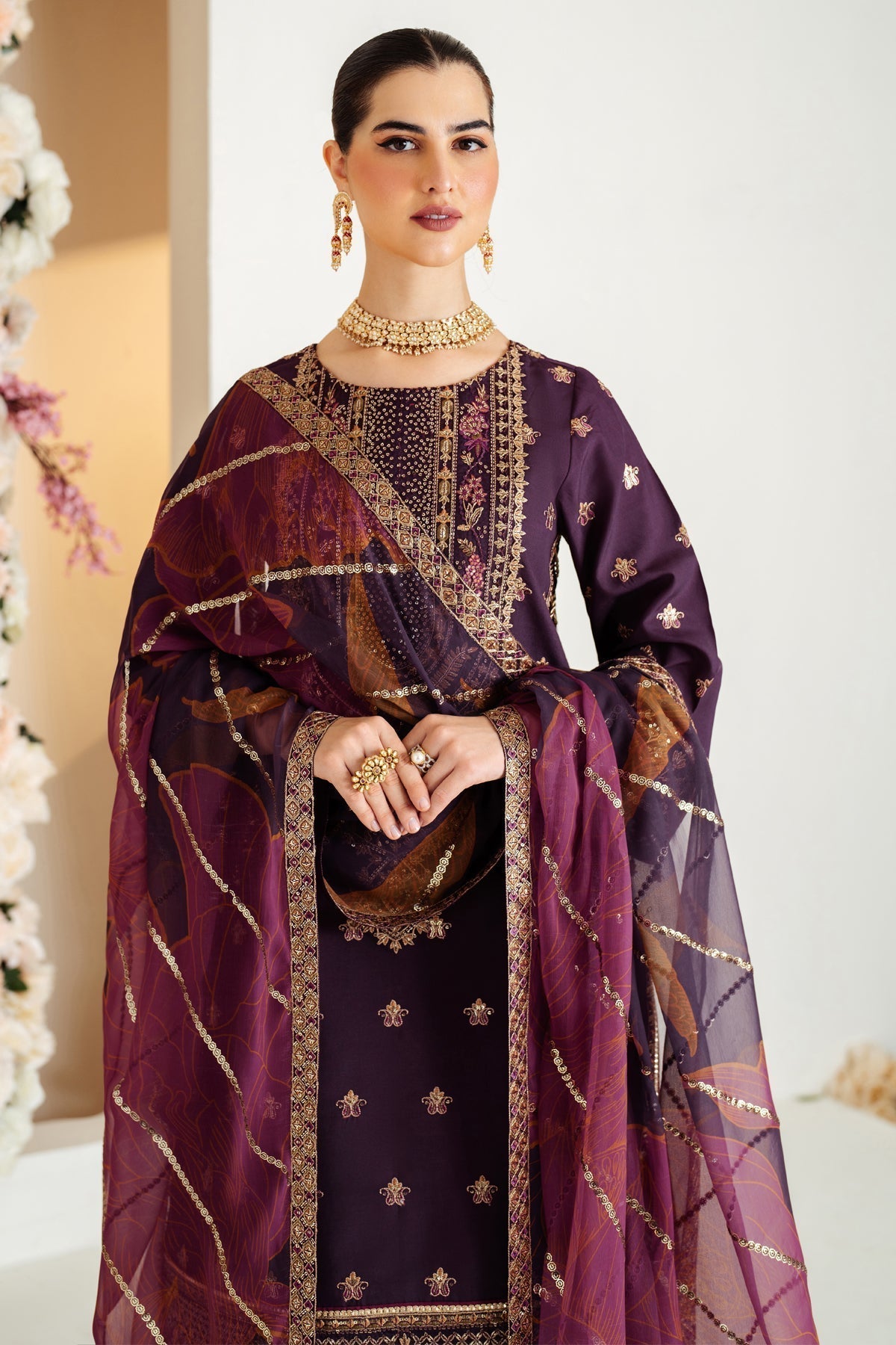 Alizeh | Luxury Raw Silk | AF-RS-05-SCARLET - House Of Anaya