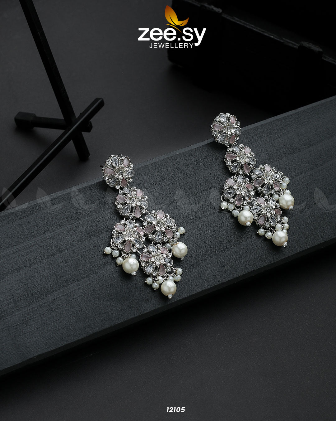 Silver Orchid Earrings - Libasekhas