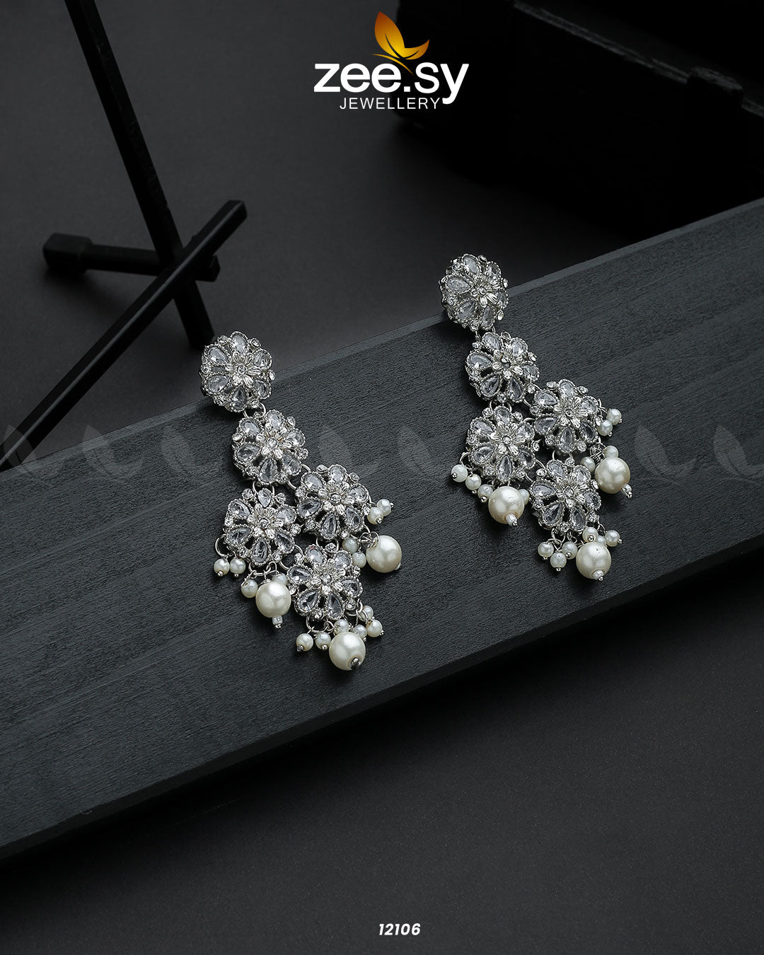 Silver Orchid Earrings - Libasekhas