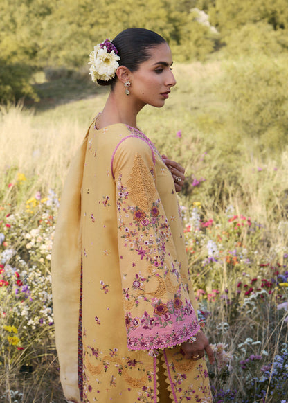 Hussain Rehar Sonal | Sunny Yellow Panelled Long Tunic Lawn Suit