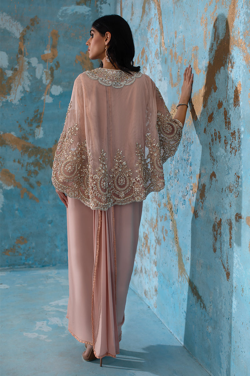 Wardha Saleem | Luxury Pret Fusion Wear | ROSALIE - FORMAL CAPE WITH DRAPE (2 PC) - House Of Anaya