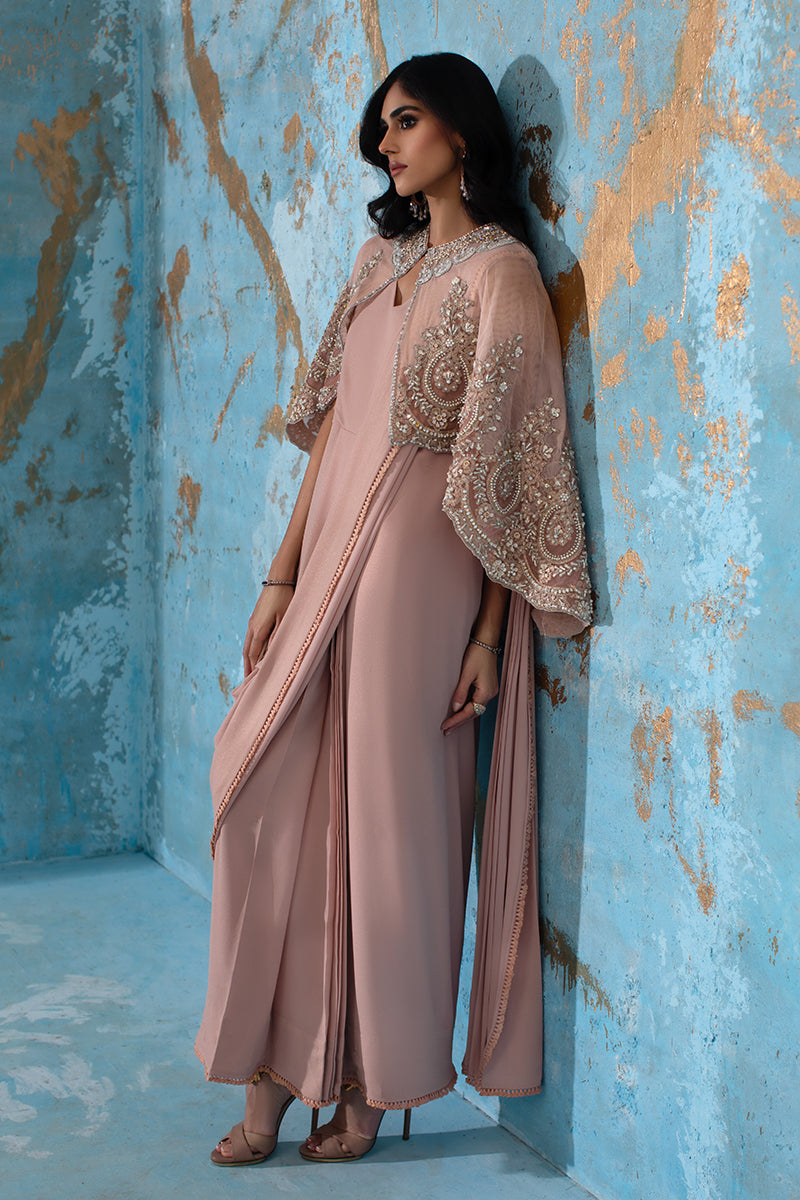 Wardha Saleem | Luxury Pret Fusion Wear | ROSALIE - FORMAL CAPE WITH DRAPE (2 PC) - House Of Anaya
