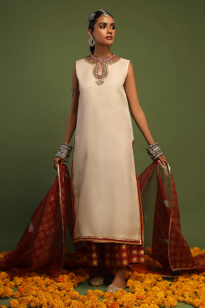 Wardha Saleem | Luxury Pret Traditional Wear | NAQSH - SHIRT WITH IZAAR (2 PC) - House Of Anaya