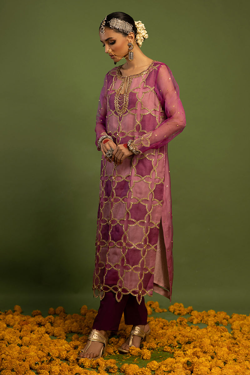 Wardha Saleem | Luxury Pret Traditional Wear | SARAAB - PLUM HEAVY (2 PC) - House Of Anaya