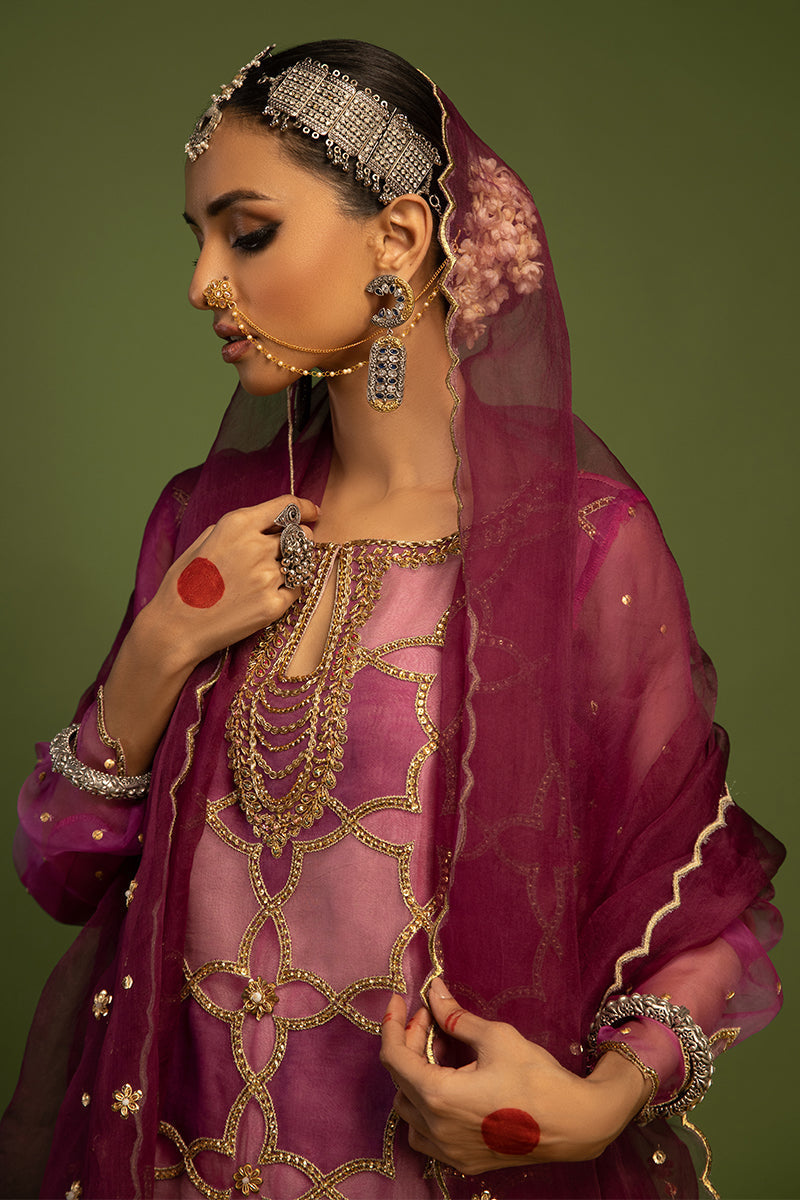 Wardha Saleem | Luxury Pret Traditional Wear | SARAAB - PLUM HEAVY (2 PC) - House Of Anaya