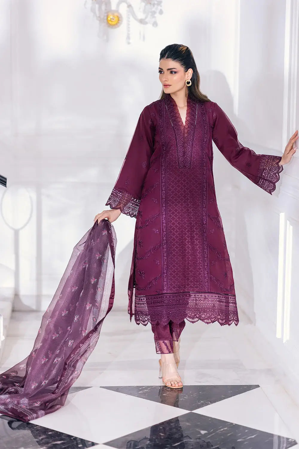 Azure | Embroidered Ensembles 23 | Vintage Rose - House Of Anaya