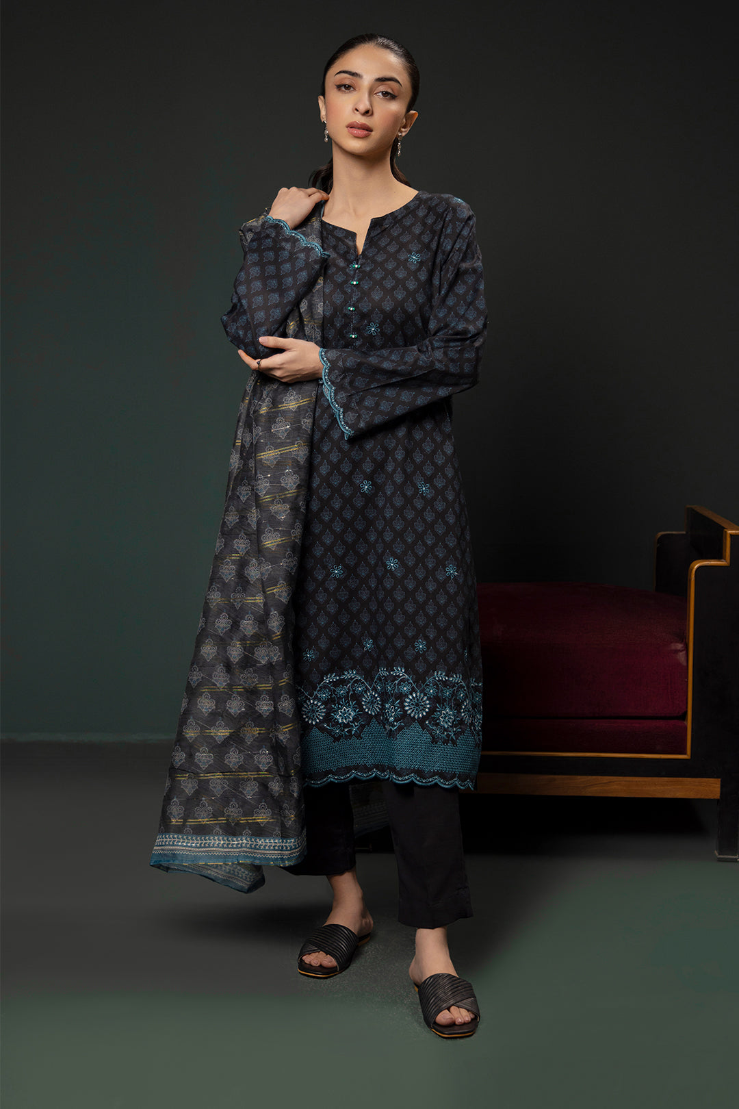 Zellbury | Summer Pret | Embroidered Kurta Dupatta Trouser - 2835 - Libasekhas