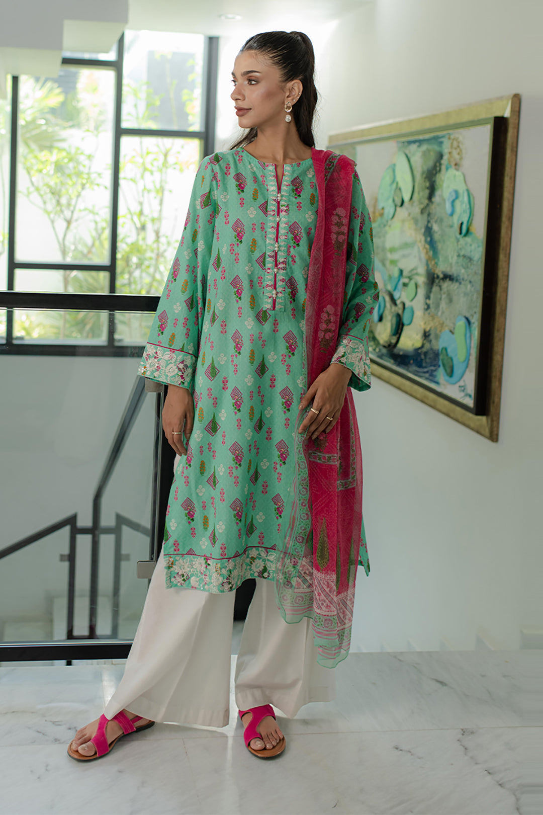 Zellbury | Summer Pret | Embroidered Kurta Dupatta - 1704 - Libasekhas