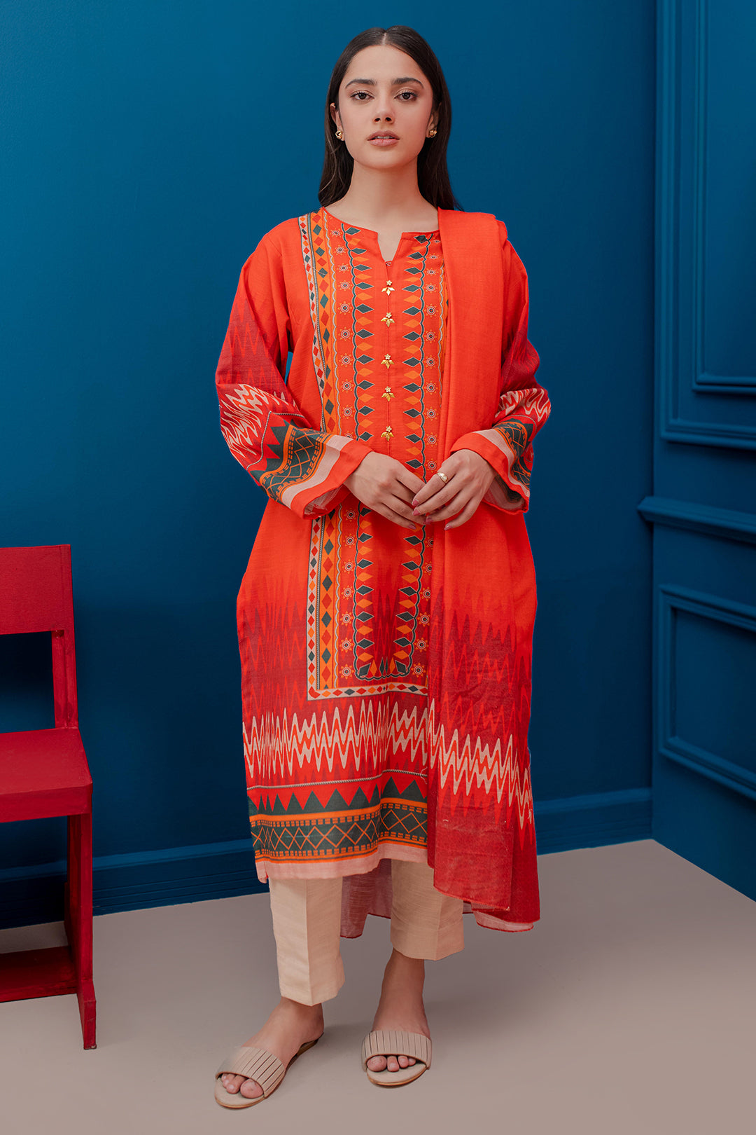 Zellbury | Winter Pret | Kurta Dupatta - 3053 - Libasekhas
