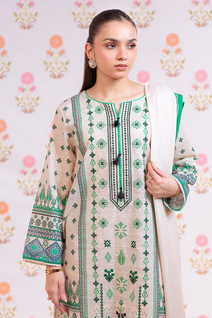 Zellbury | Winter Pret | Embroidered Kurta Dupatta Trouser - 3075 - Libasekhas