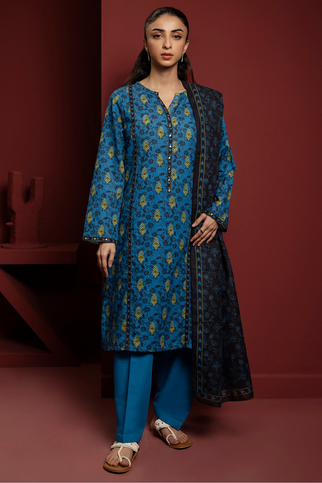 Zellbury | Winter Pret | Kurta Dupatta Trouser - 3115 - Libasekhas
