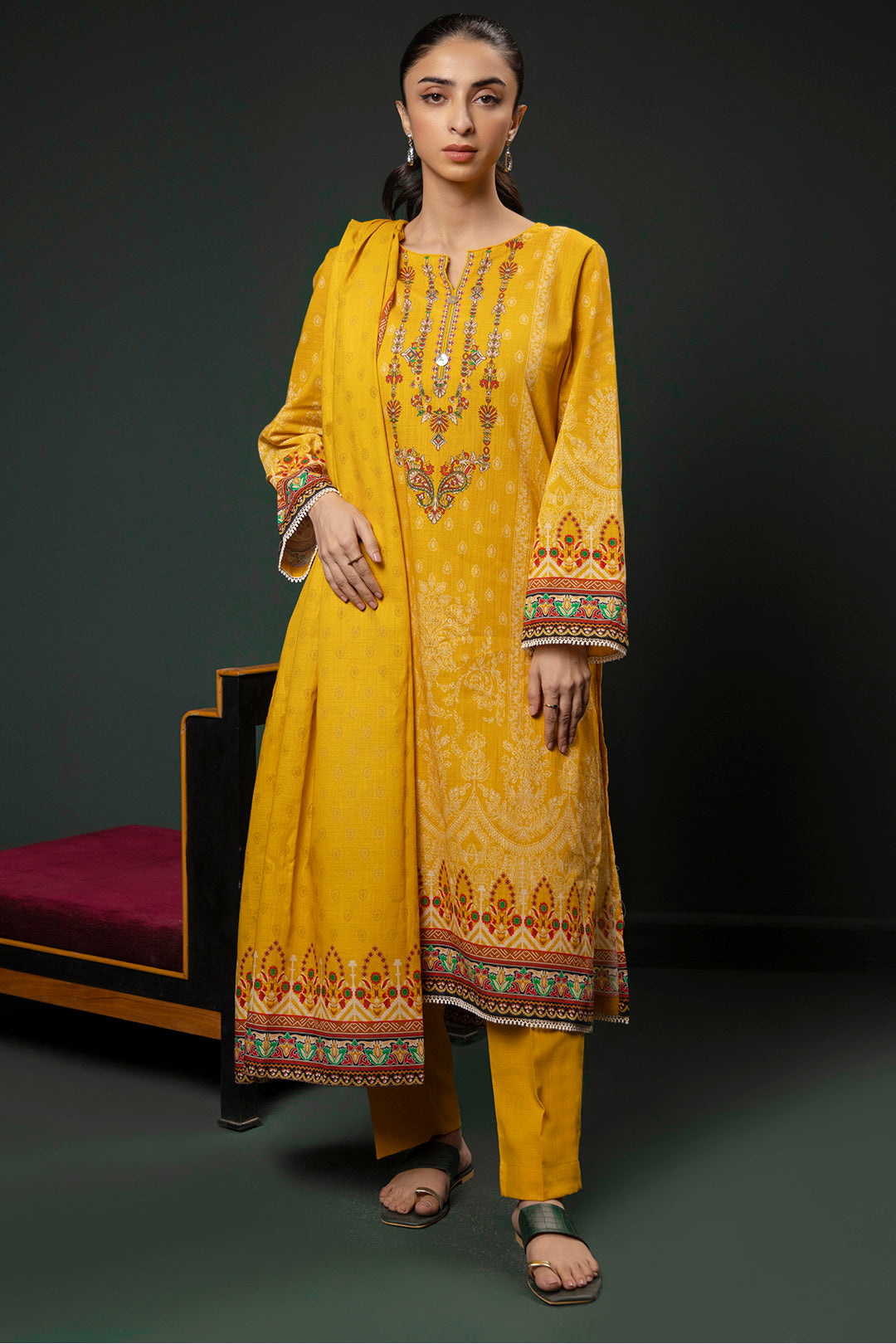 Zellbury | Winter Pret | Kurta Dupatta Trouser - 3151 - Libasekhas