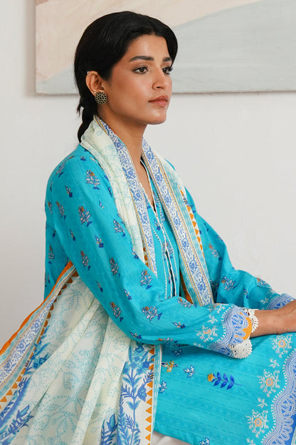 Zellbury | Unstitched 2 Piece Cambric | Embroidered Shirt Dupatta - 0020 - Libasekhas