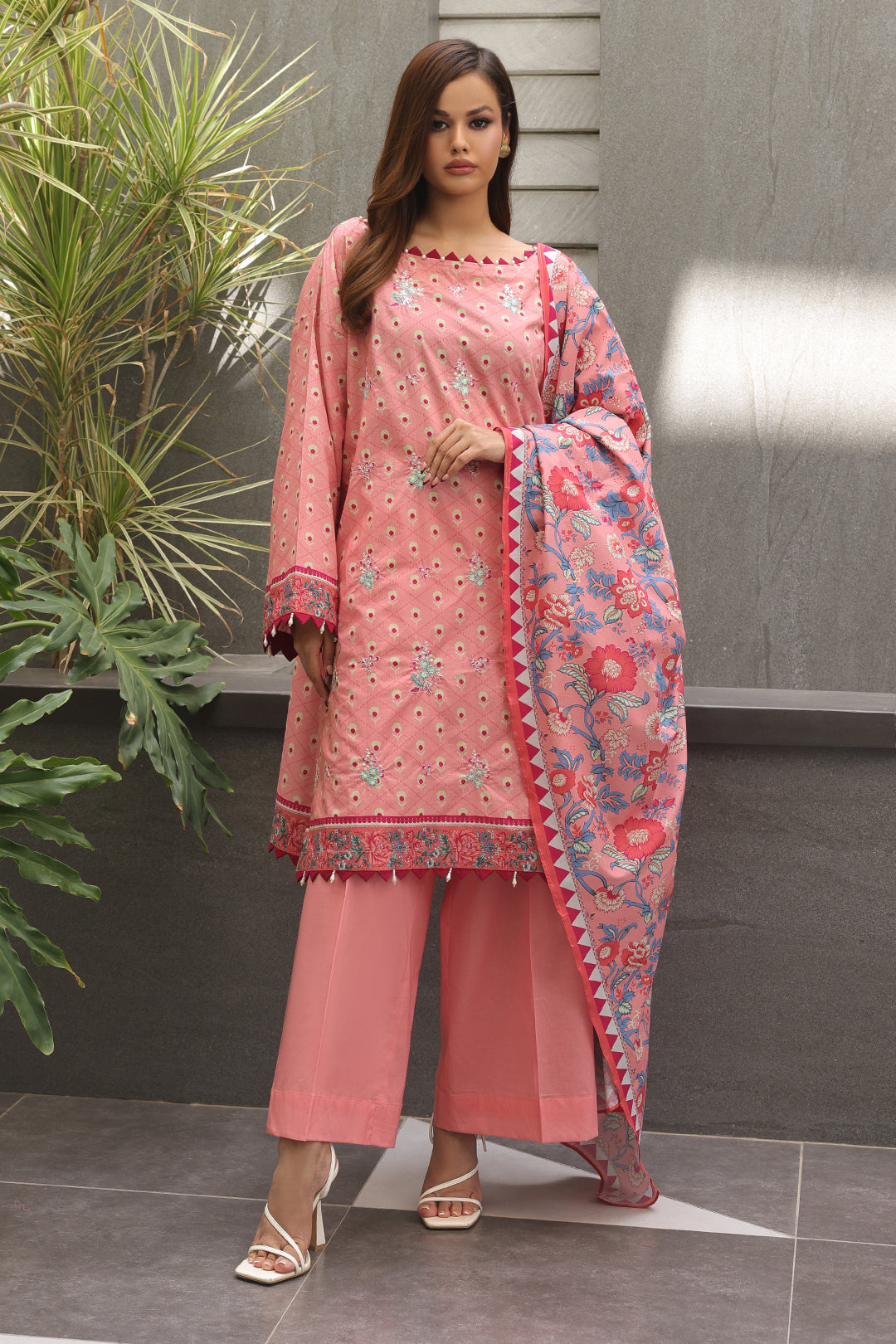 Zellbury | Unstitched 2 Piece Cambric | Embroidered Shirt Dupatta - 0025 - Libasekhas