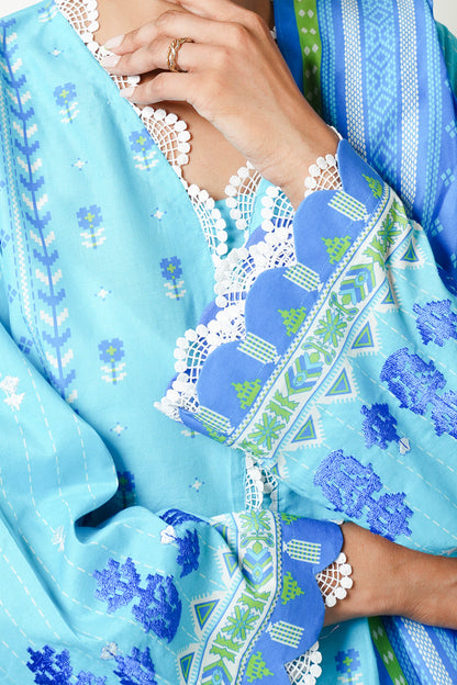 Zellbury | Unstitched 2 Piece Cambric | Embroidered Shirt Dupatta - 0028 - Libasekhas