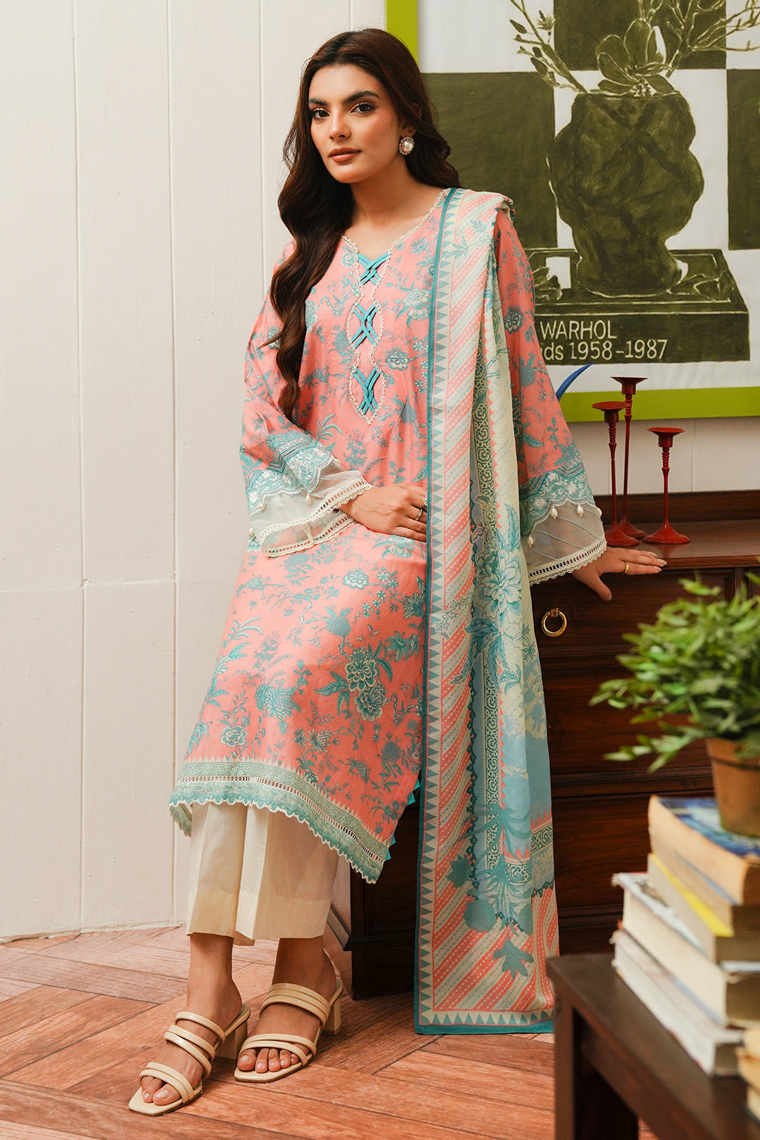 Zellbury | Unstitched 2 Piece Cambric | Embroidered Shirt Dupatta - 0106 - Libasekhas