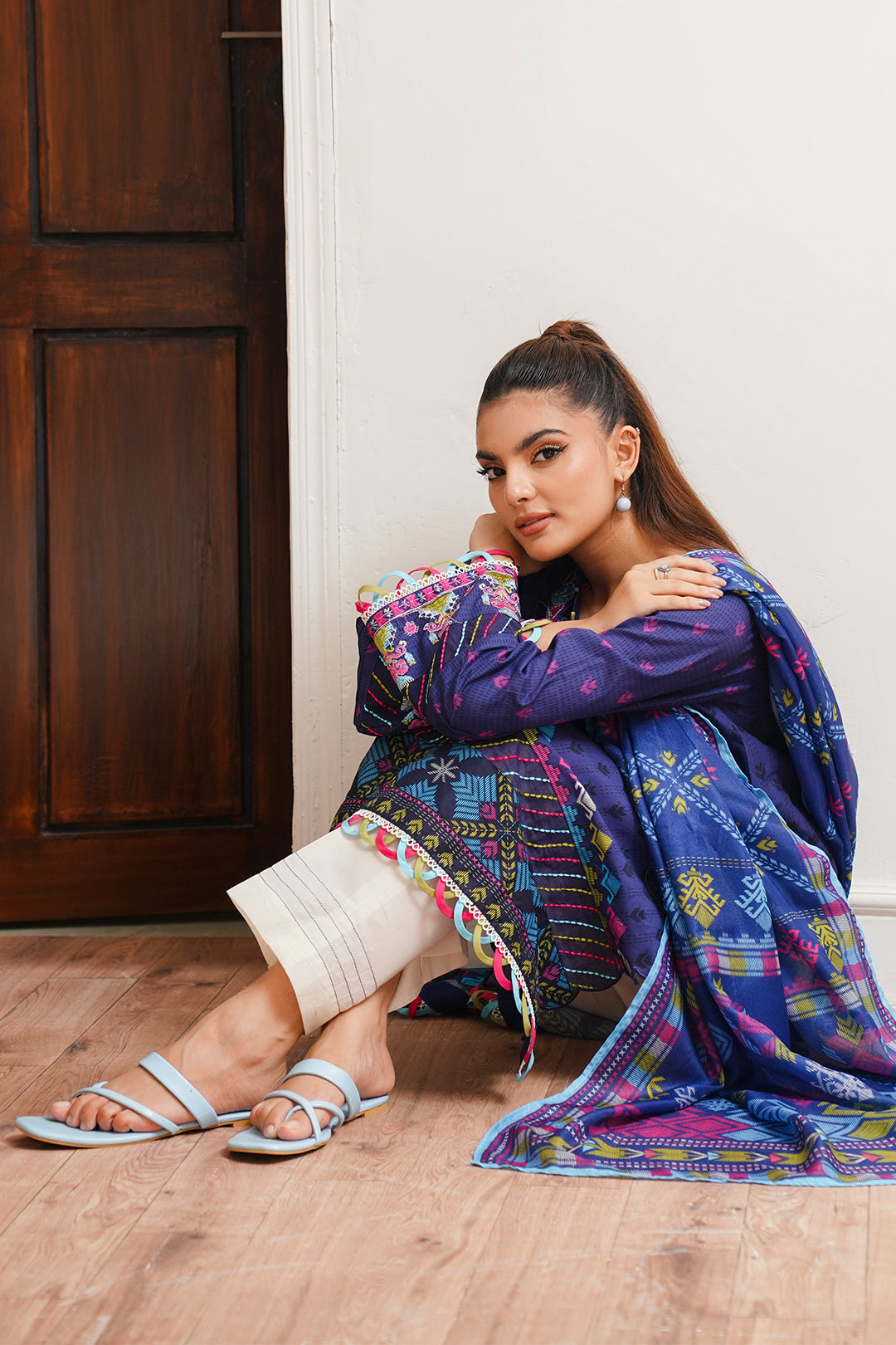 Zellbury | Unstitched 2 Piece Cambric | Embroidered Shirt Dupatta - 0108 - Libasekhas
