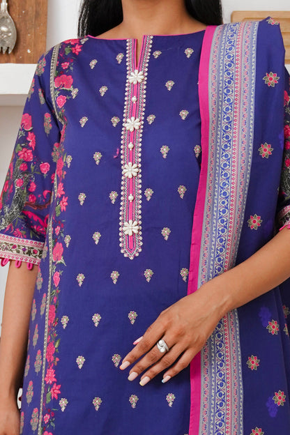 Zellbury | Unstitched 2 Piece Cambric | Embroidered Shirt Dupatta - 0110 - Libasekhas