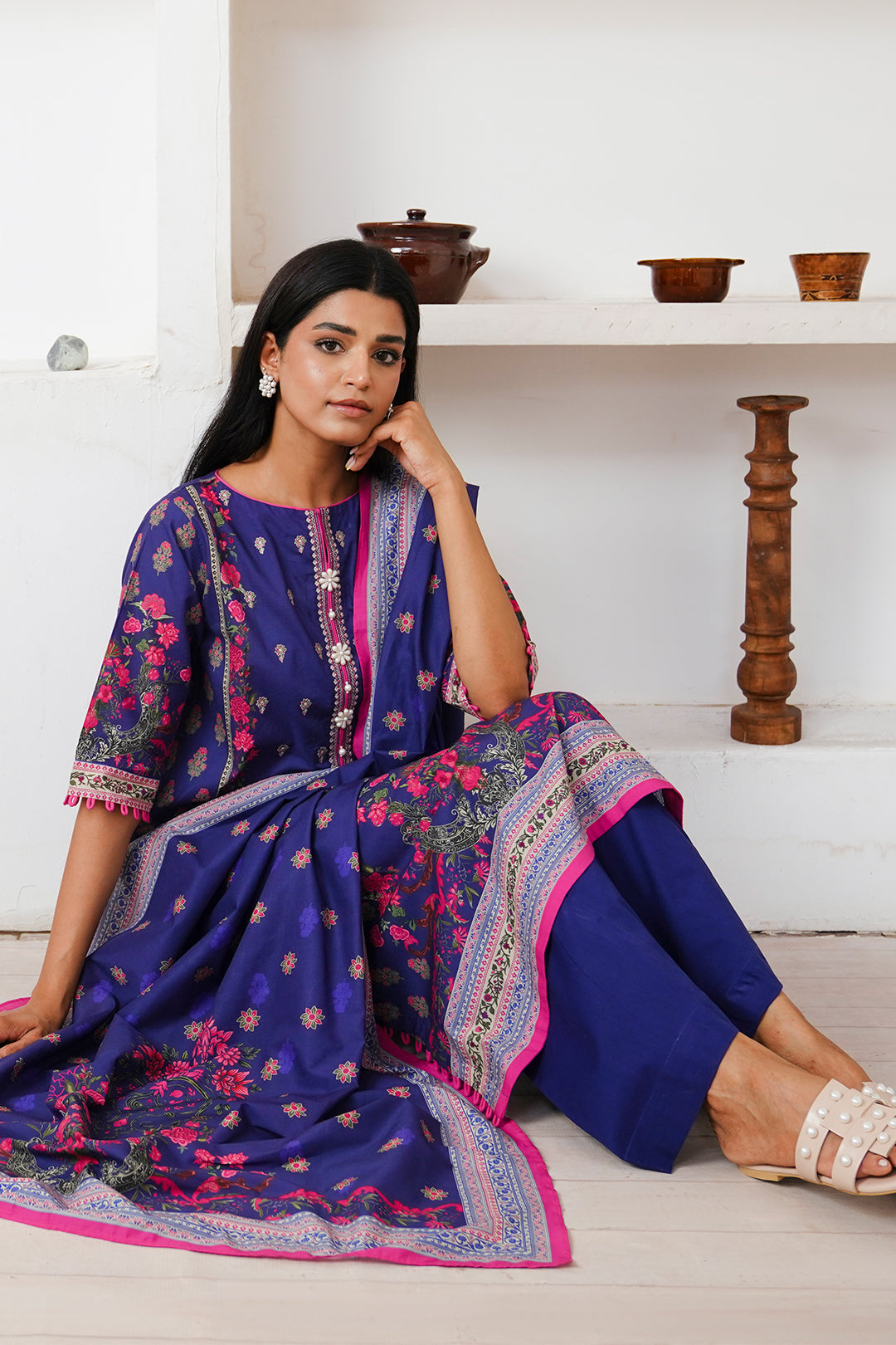 Zellbury | Unstitched 2 Piece Cambric | Embroidered Shirt Dupatta - 0110 - Libasekhas