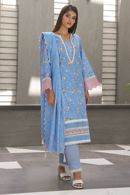 Zellbury | Unstitched 3 Piece Cambric | Embroidered Shirt Shalwar Dupatta - 0068 - Libasekhas