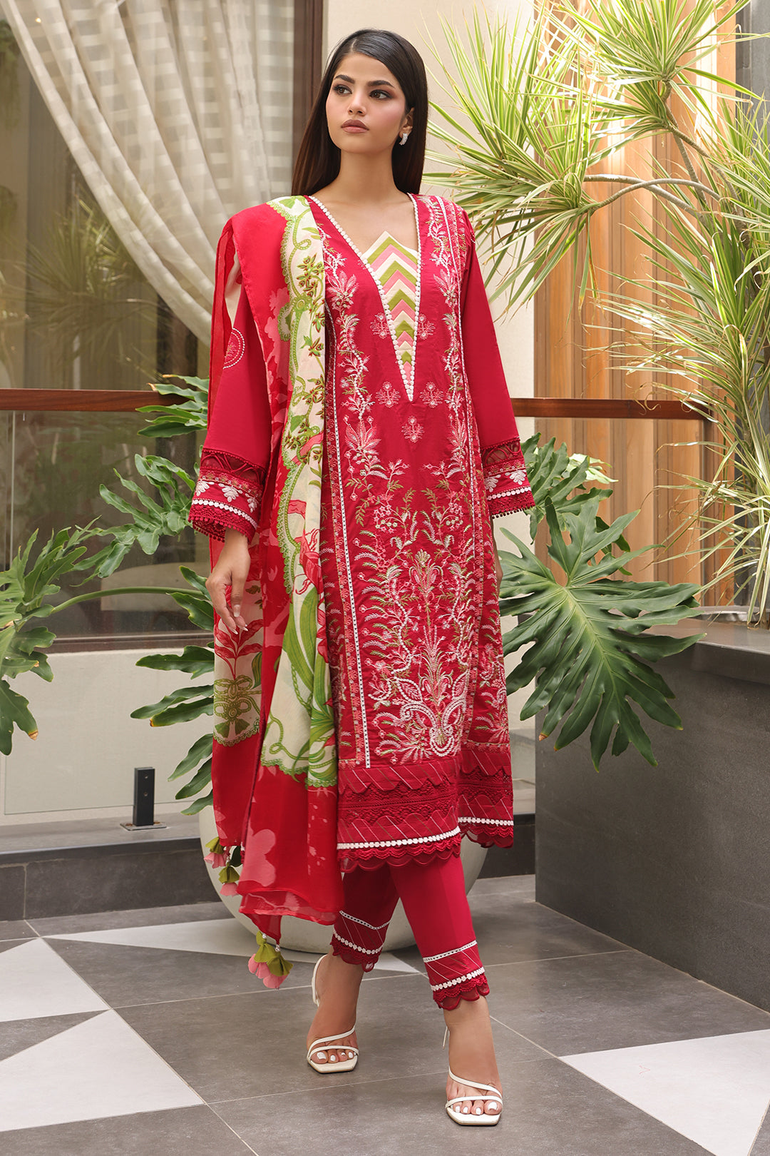 Zellbury | Unstitched 3 Piece Cambric | Embroidered Shirt Shalwar Dupatta - 0074 - Libasekhas