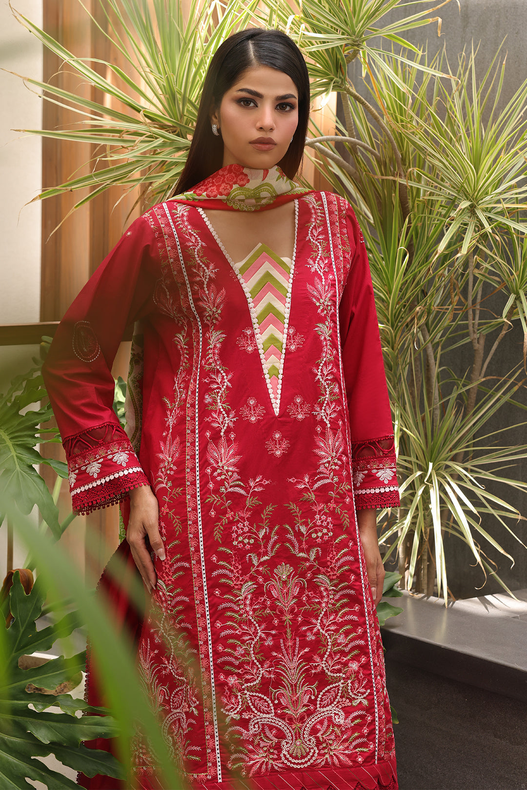Zellbury | Unstitched 3 Piece Cambric | Embroidered Shirt Shalwar Dupatta - 0074 - Libasekhas