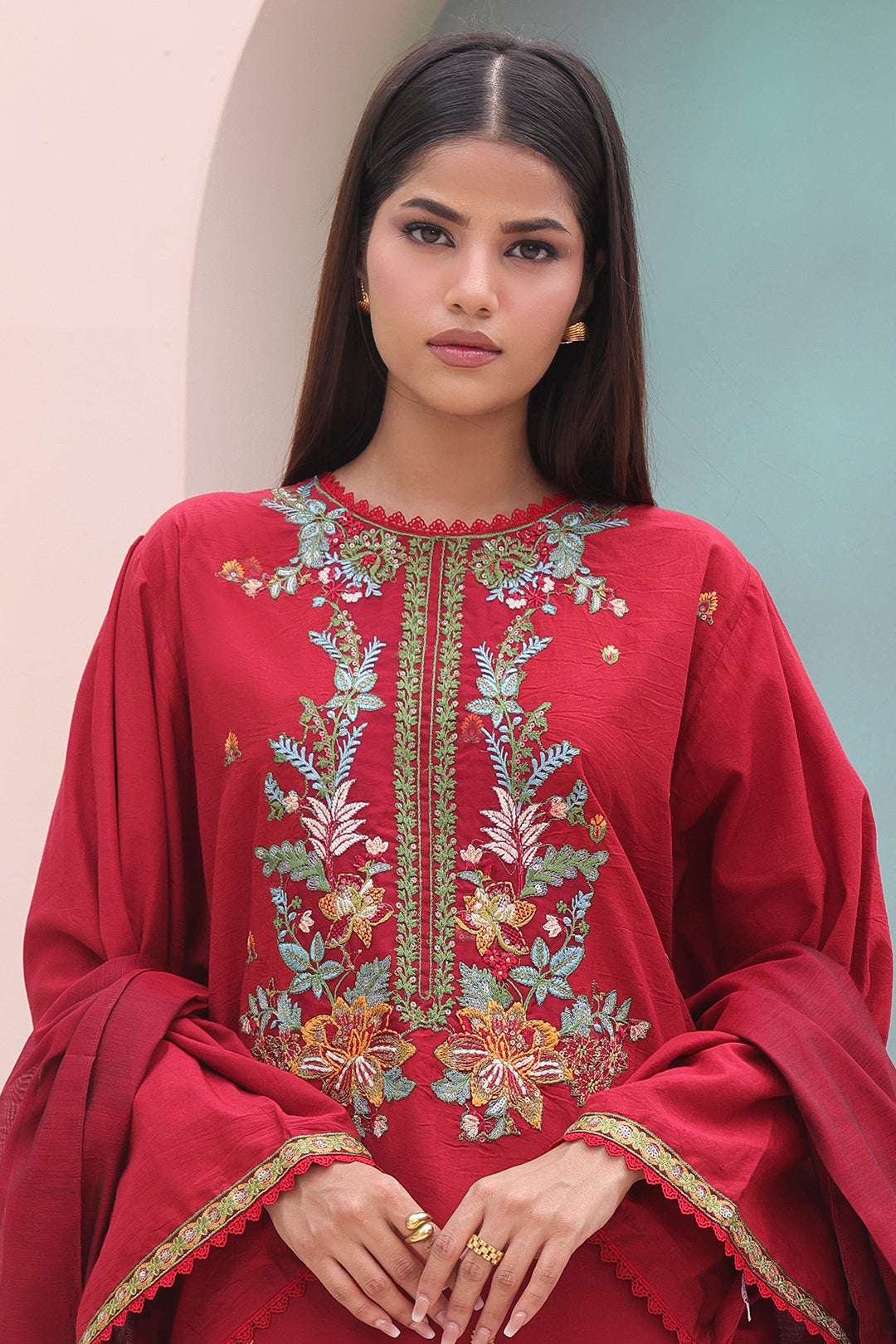 Zellbury | Unstitched 3 Piece Cambric | Embroidered Shirt Shalwar Dupatta - 0083 - Libasekhas