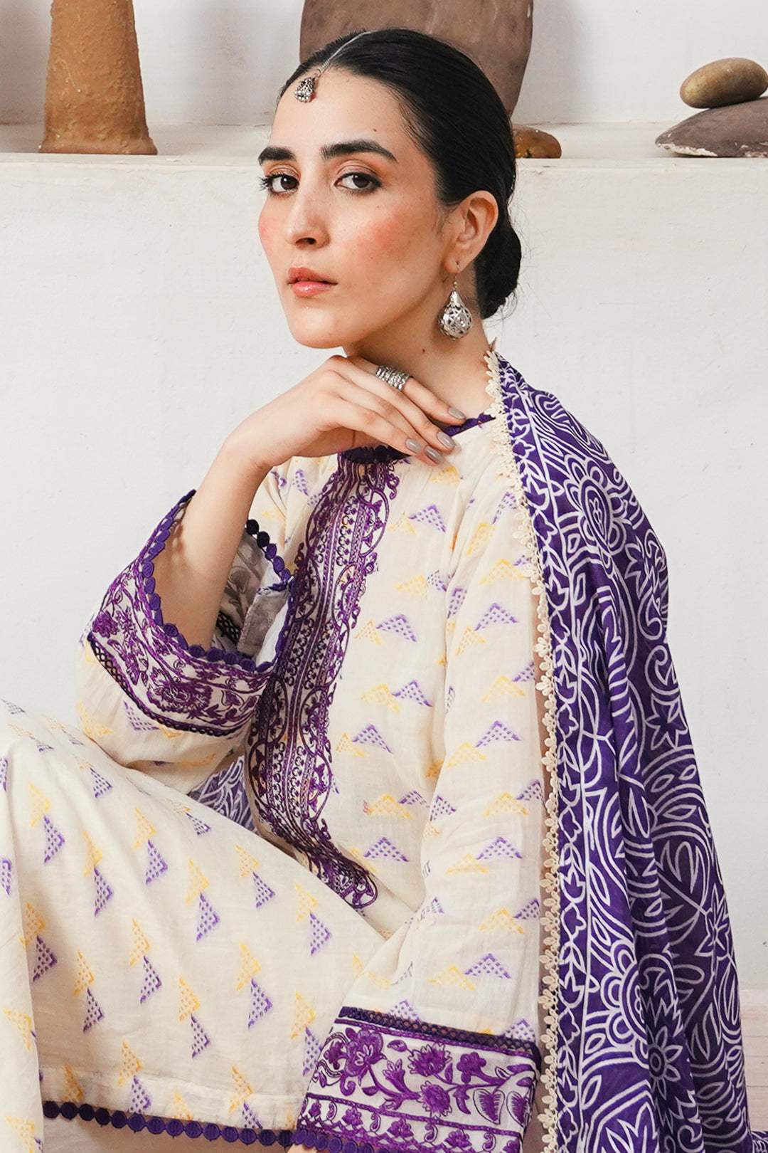 Zellbury | Unstitched 3 Piece Jacquard | Embroidered Shirt Shalwar Dupatta - 0086 - Libasekhas
