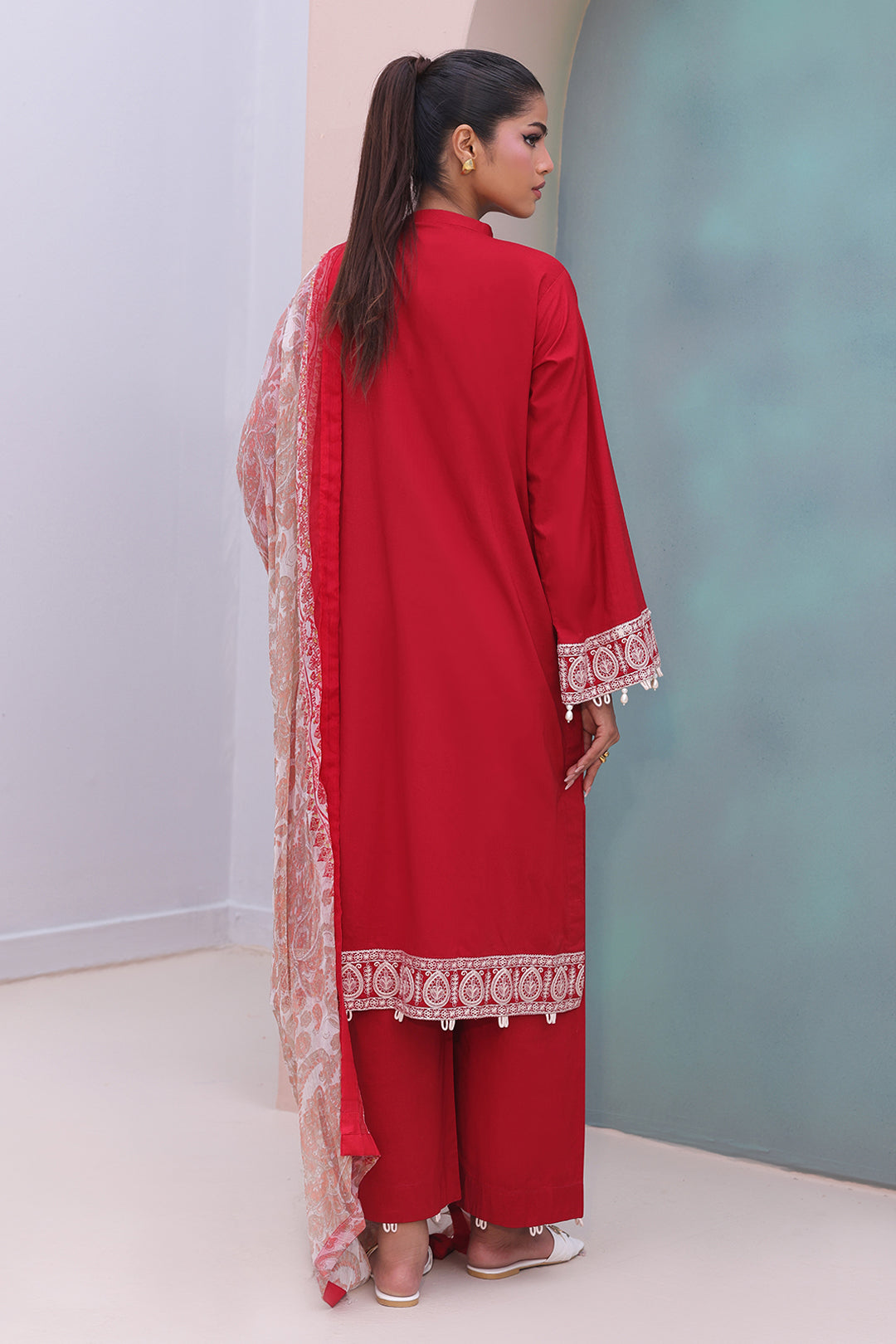 Zellbury | Unstitched 3 Piece Cambric | Embroidered Shirt Shalwar Dupatta - 0602 - Libasekhas
