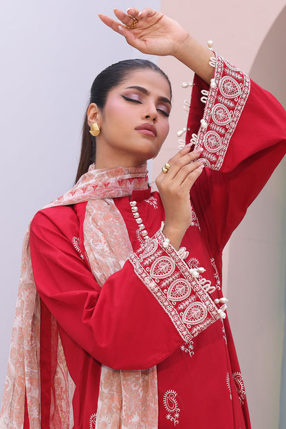 Zellbury | Unstitched 3 Piece Cambric | Embroidered Shirt Shalwar Dupatta - 0602 - Libasekhas