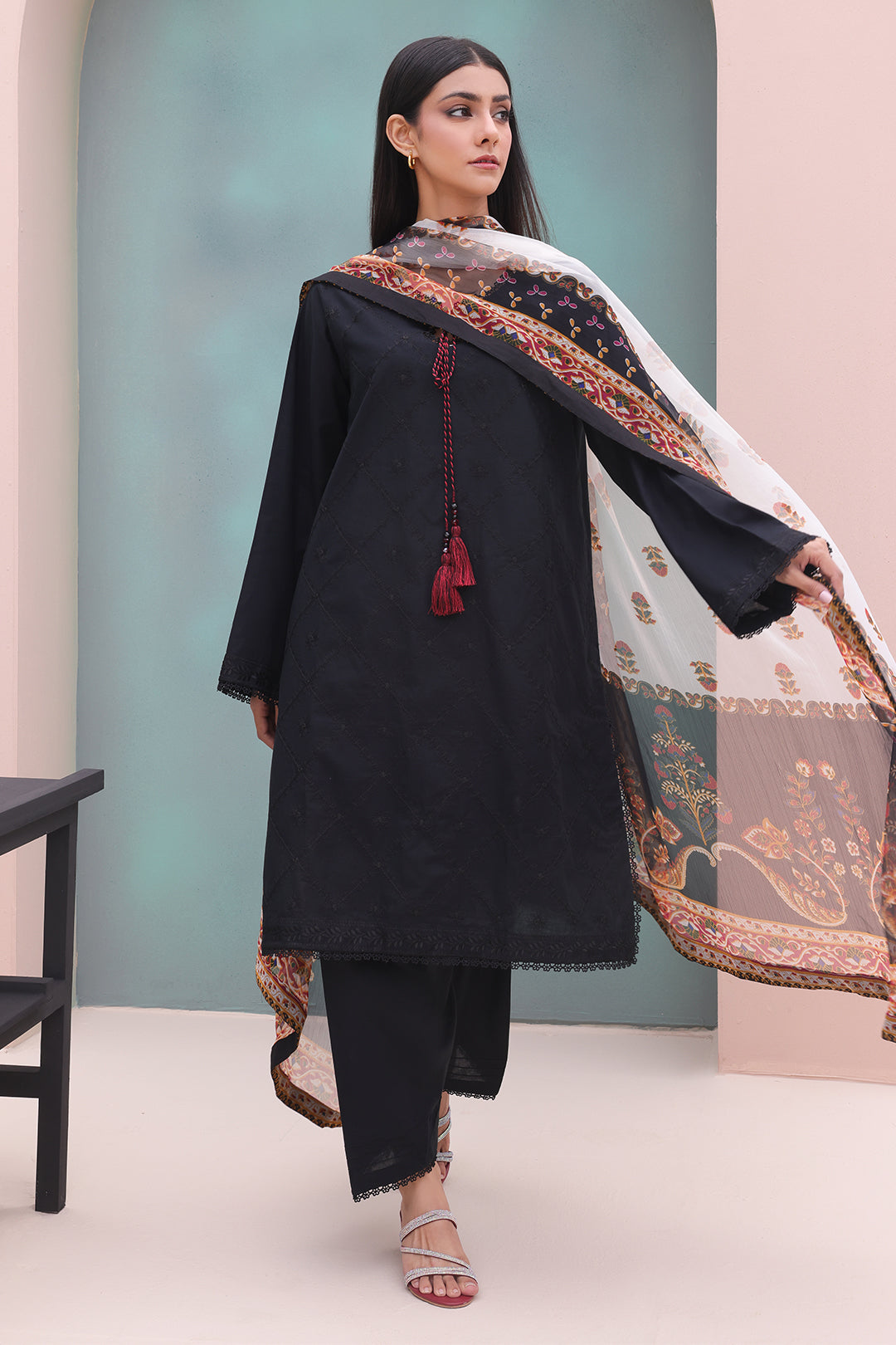 Zellbury | Unstitched 3 Piece Cambric | Embroidered Shirt Shalwar Dupatta - 0605 - Libasekhas