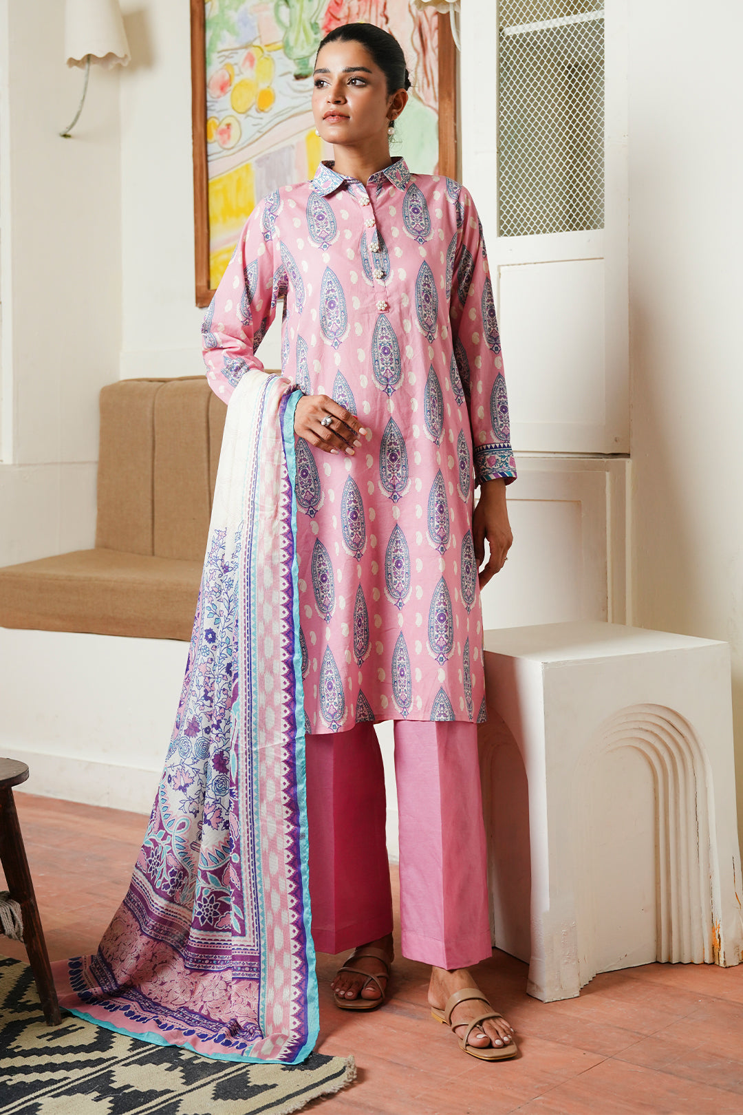 Zellbury | Unstitched 3 Piece Cambric | Shirt Shalwar Dupatta - 0035 - Libasekhas