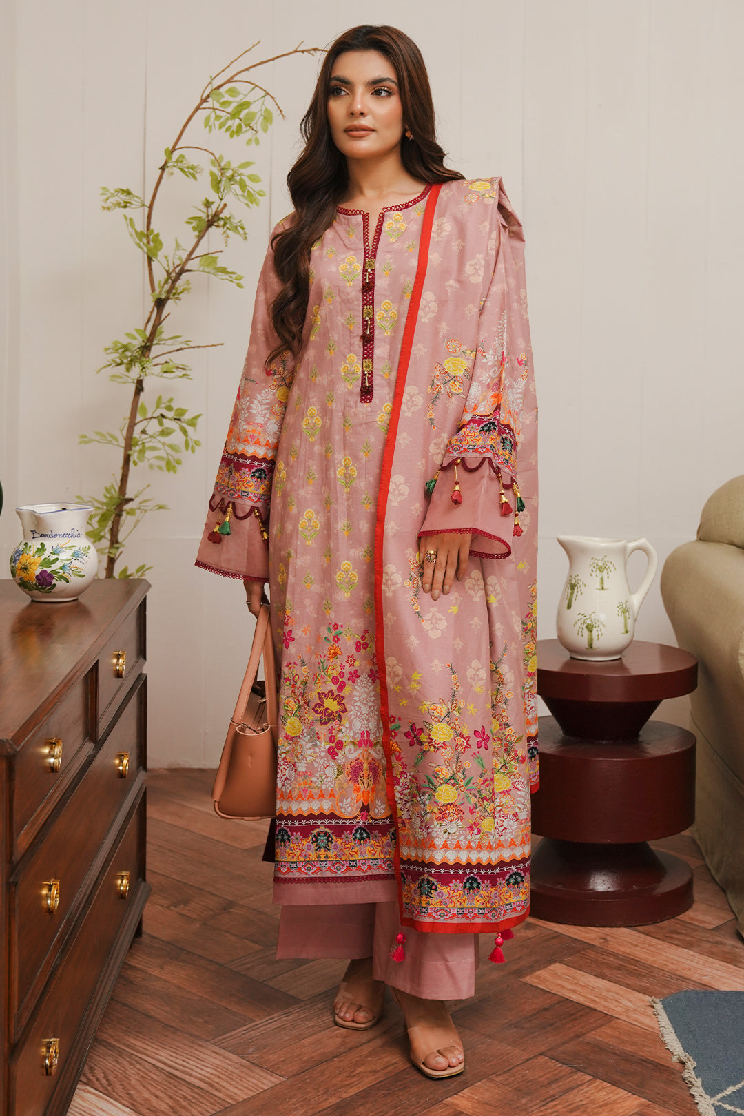 Zellbury | Unstitched 3 Piece Cambric | Shirt Shalwar Dupatta - 0041 - Libasekhas