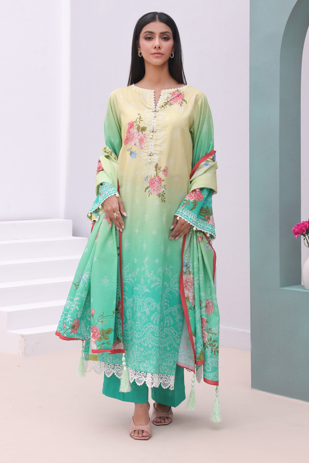 Zellbury | Unstitched 3 Piece Cambric | Shirt Shalwar Dupatta - 0043 - Libasekhas