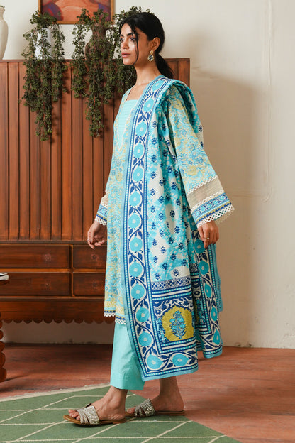 Zellbury | Unstitched 3 Piece Cambric | Shirt Shalwar Dupatta - 0046 - Libasekhas