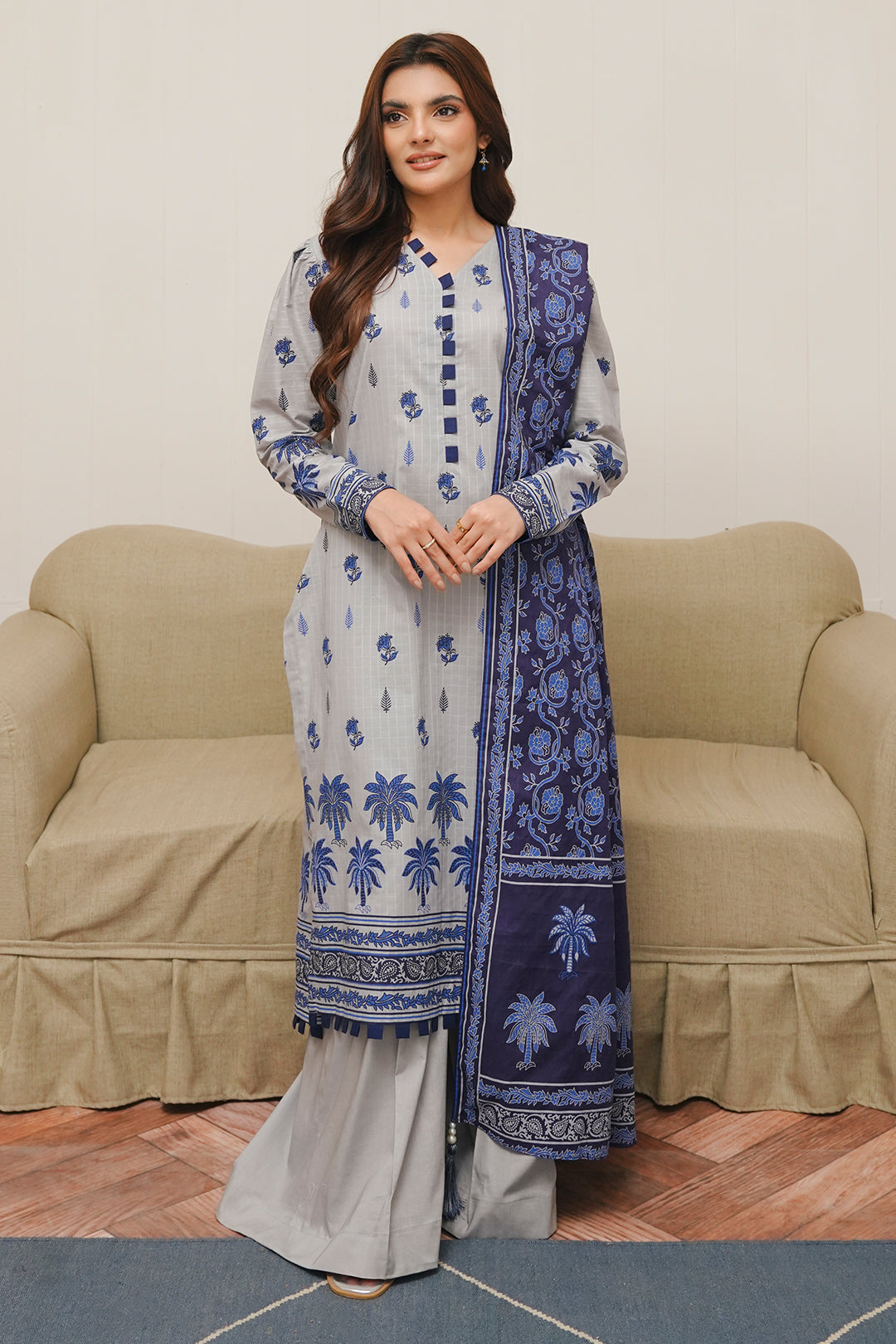 Zellbury | Unstitched 3 Piece Cambric | Shirt Shalwar Dupatta - 0056 - Libasekhas