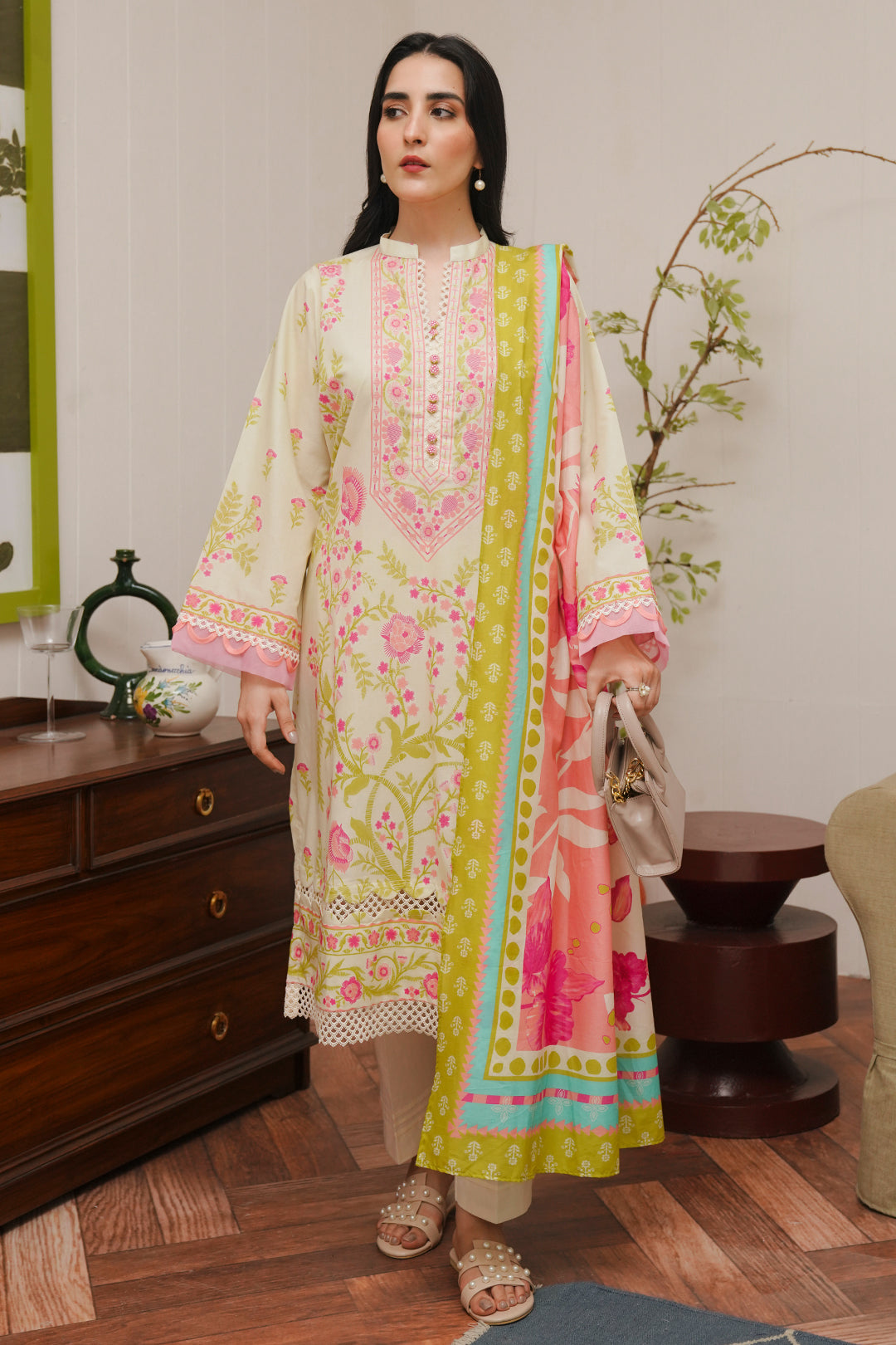 Zellbury | Unstitched 3 Piece Cambric | Shirt Shalwar Dupatta - 0057 - Libasekhas